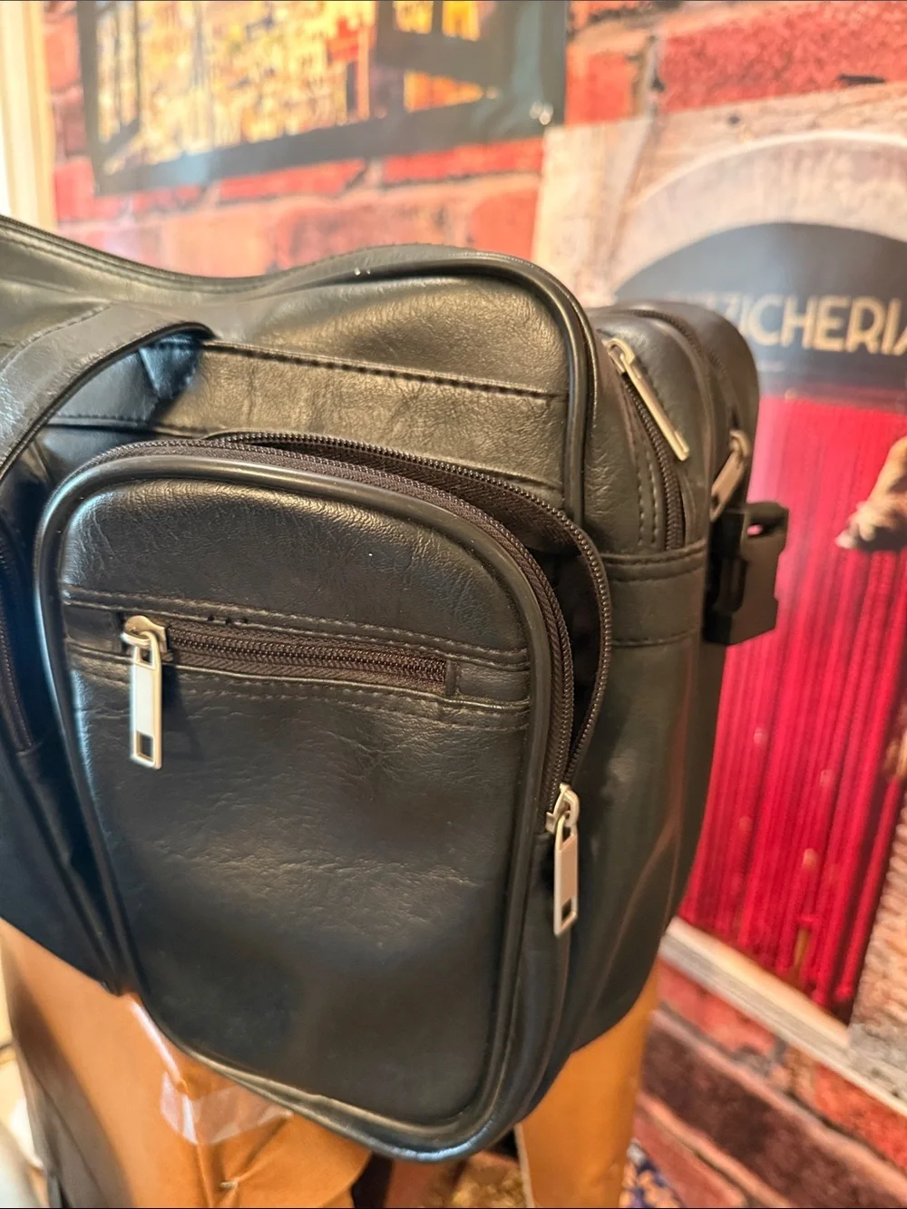 Black Leather Laptop Business travel Briefcase